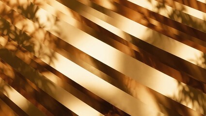 Golden Stripes and Shadows Abstract Background.