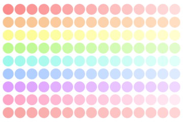 Pastel Rainbow Color Dots Palette: Soft Gradient and Gentle Hues, Delicate Color Schemes for Children's Design, Light Airy Tones, Elegant Minimalist Dots, and Subtle Color Transition Arrangements
