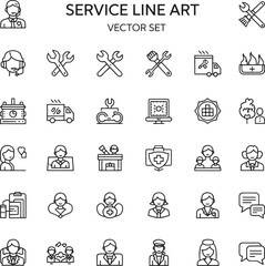 Title: Battery Service Line Art Vector
