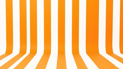 Orange and White Vertical Striped Perspective Background.