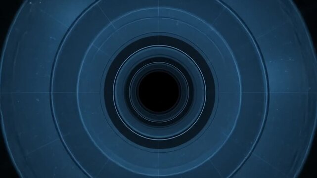 Circular Abstract Tunnel with Dark Blue Concentric Shapes and Depth Illusion