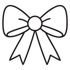 Naklejka premium Simple festive Christmas gift bow or ribbon outline, presented as a black and white outline for coloring book, sticker, or printable design. Great for holiday decorations.