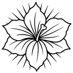 Minimalist Hibiscus Flower Line Art Vector Illustration on White Background