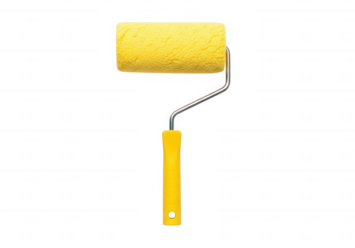 Yellow paint roller tool isolated on a transparent background - Powered by Adobe