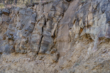 ( Quf ) Undine Falls Basalt.  near Undine Falls Trail, Grand Loop Road, Yellowstone National Park , Wyoming

