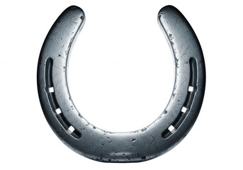 Metal horseshoe luck symbol isolated on a transparent background
