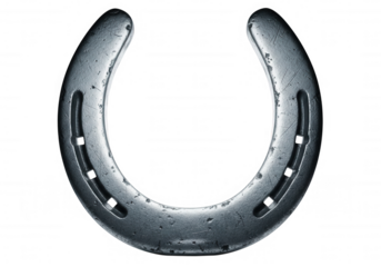 Metal horseshoe luck symbol isolated on a transparent background