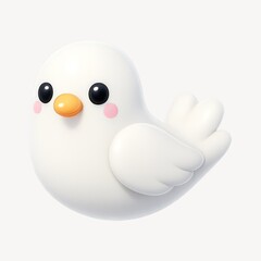 Cute 3D cartoon bird illustration.