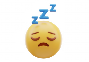 Yellow face sleeping with zzz isolated on a transparent background