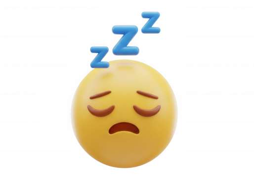 Yellow face sleeping with zzz isolated on a transparent background