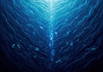 Deep sea abyss mysterious blue light rays ocean underwater scene