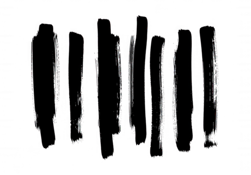 Abstract brush strokes on black background isolated on a transparent background