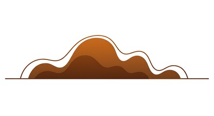 茶色の滑らかな曲線が重なり合う 抽象的な山並みのイラストがシンプルに表現