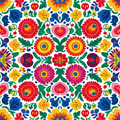 Fototapeta premium Folk Floral Embroidery Pattern – AI Generative