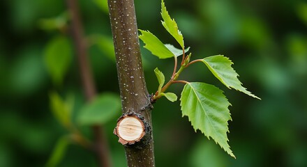 新緑の葉が芽吹く木の枝 クローズアップで捉えた生命力あふれる瞬間