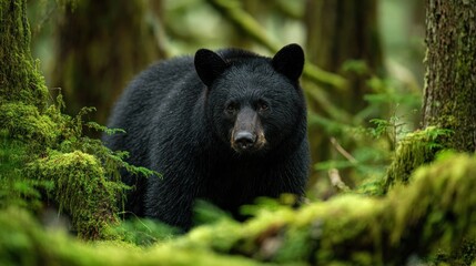 Obraz premium Black bear in forest