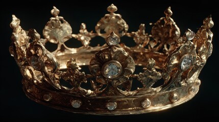 Ornate Golden Crown with Jewels and Intricate Detailing