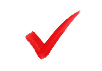 Red check mark brush stroke isolated on a transparent background