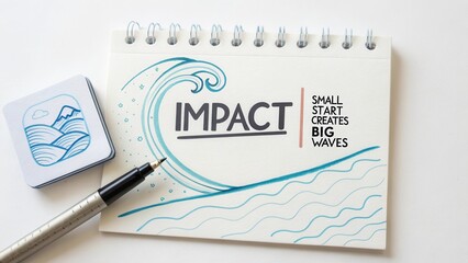 Creative Business Concept Showing Impact of Small Start Creating Big Waves in Business Strategy on Notepad