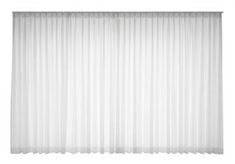 Sheer white fabric drapes isolated on a transparent background