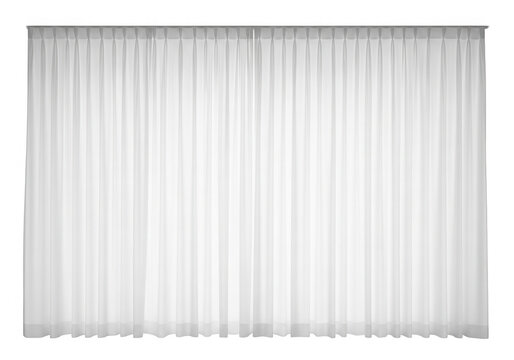 Sheer white fabric drapes isolated on a transparent background