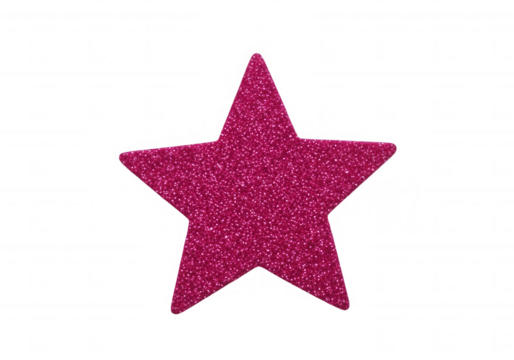 Glittery pink star isolated on a transparent background