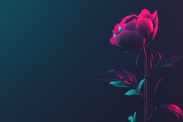 Obraz premium Moody Peony Portrait Against Dark Background with Vibrant Colors and Unique Lighting Effects