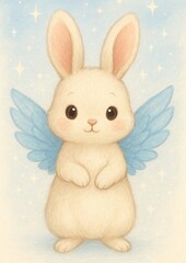 Obraz premium Cute bunny with angel wings