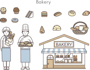 パン屋さんイラストセット