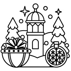 Simple Festive Game Asset Icons Line Art Vector Isolated on White