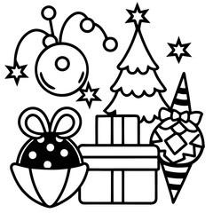 Simple Festive Game Asset Icons Line Art Vector Isolated on White