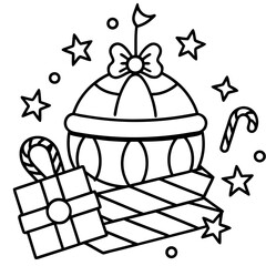 Simple Festive Game Asset Icons Line Art Vector Isolated on White