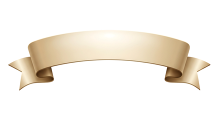 Blank golden ribbon banner isolated on transparent background