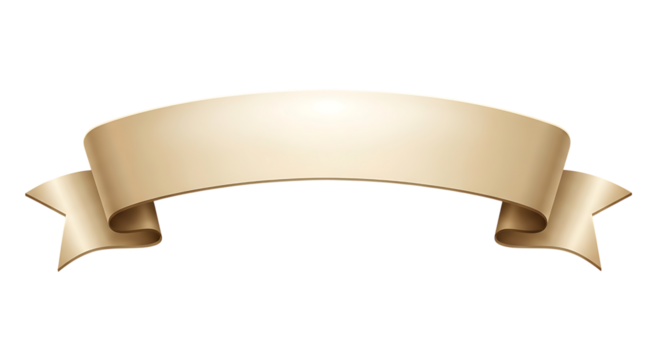 Blank golden ribbon banner isolated on transparent background
