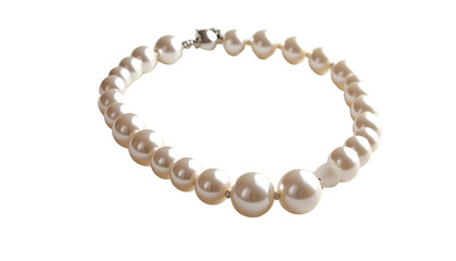 Obraz premium Creamy pearl necklace on black background, simple, elegant accessory
