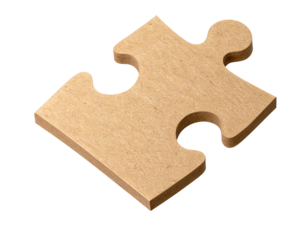 Single Jigsaw Puzzle Piece, Front View, isolated transparent background png