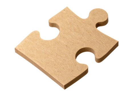 Single Jigsaw Puzzle Piece, Front View, isolated transparent background png