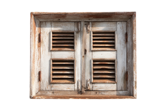 Aged wooden window shutters