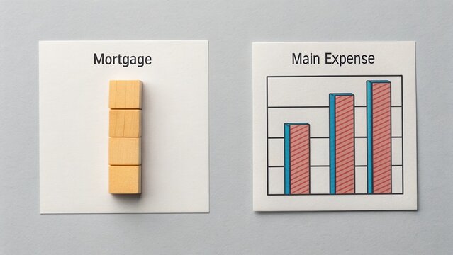 Visual Representation of Mortgage Concept with Wooden Blocks and Bar Chart for Financial Planning and Budgeting Analysis - Powered by Adobe