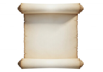 Old parchment scroll unfurled isolated on a transparent background