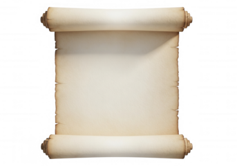 Old parchment scroll unfurled isolated on a transparent background