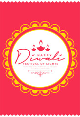 happy diwali wishes template with rangoli decor