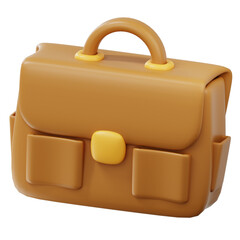 Cute 3D Brown Briefcase Education Business Travel Icon