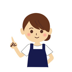 エプロンをした女性のイラスト　人物,上半身,シンプル,店員,ショップ,スーパー,素材