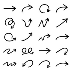 Fototapeta premium Hand-drawn Arrow Sketch Set for Direction, Navigation and Graphic Design Elements