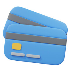3D Blue Credit Cards Financial Transaction Icon