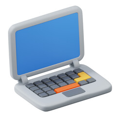 Cute 3D Laptop Computer Icon Blue Screen Digital Device