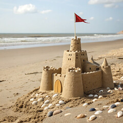 Sandcastle on a Sunny Beach