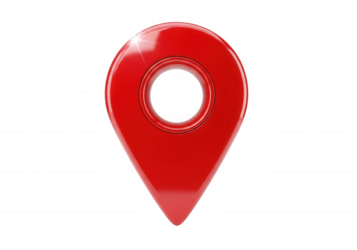 Shiny Red Location Marker isolated on a transparent background