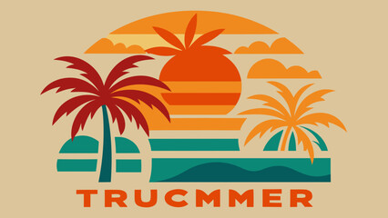 Obraz premium vector illustration of a tropical beach